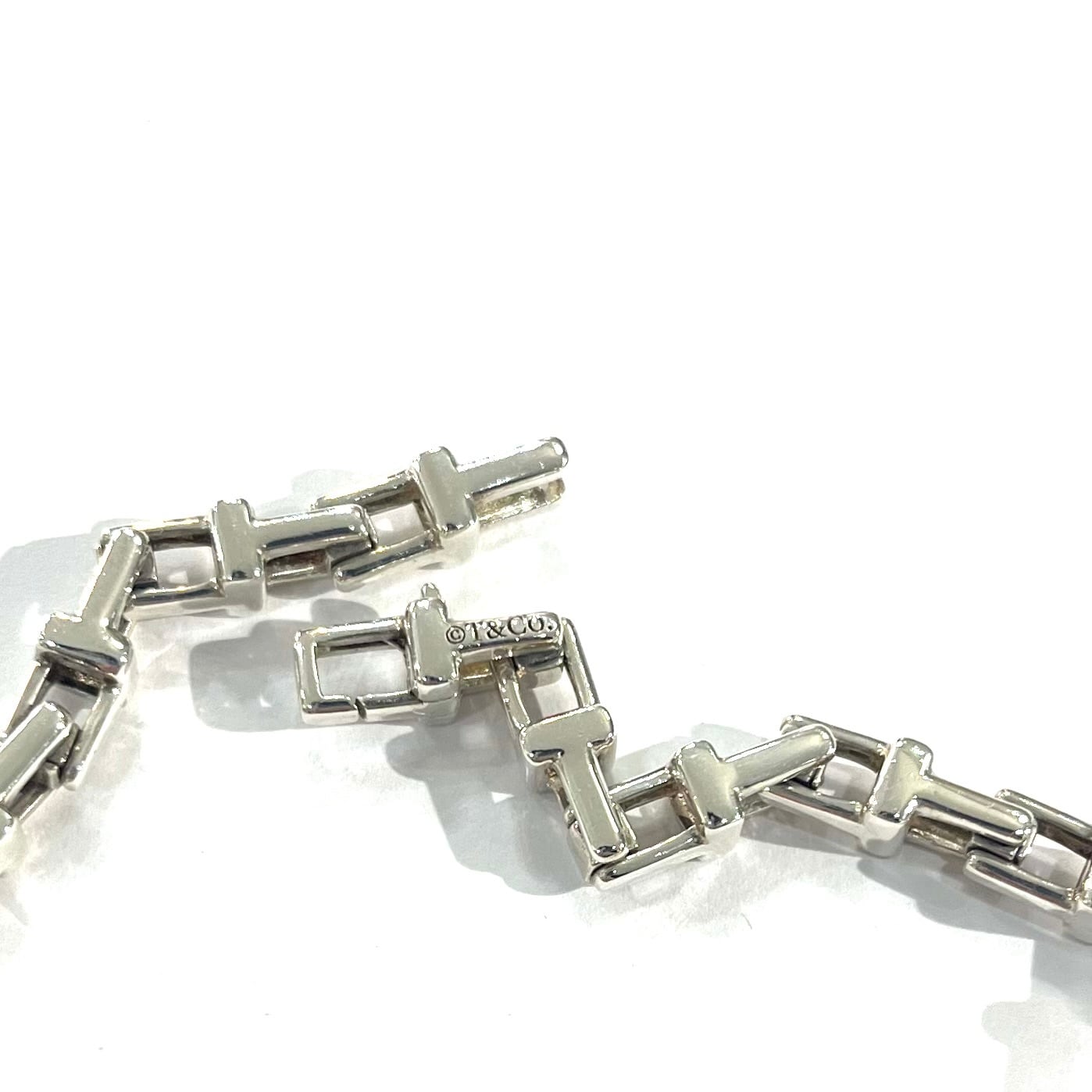 ヴィンテージ ノットリンクブレスレット 12K シルバー925 イタリア製 激レア【TIFFANY&CO. 】2492 Tモチーフ リンクシルバーブレスレット