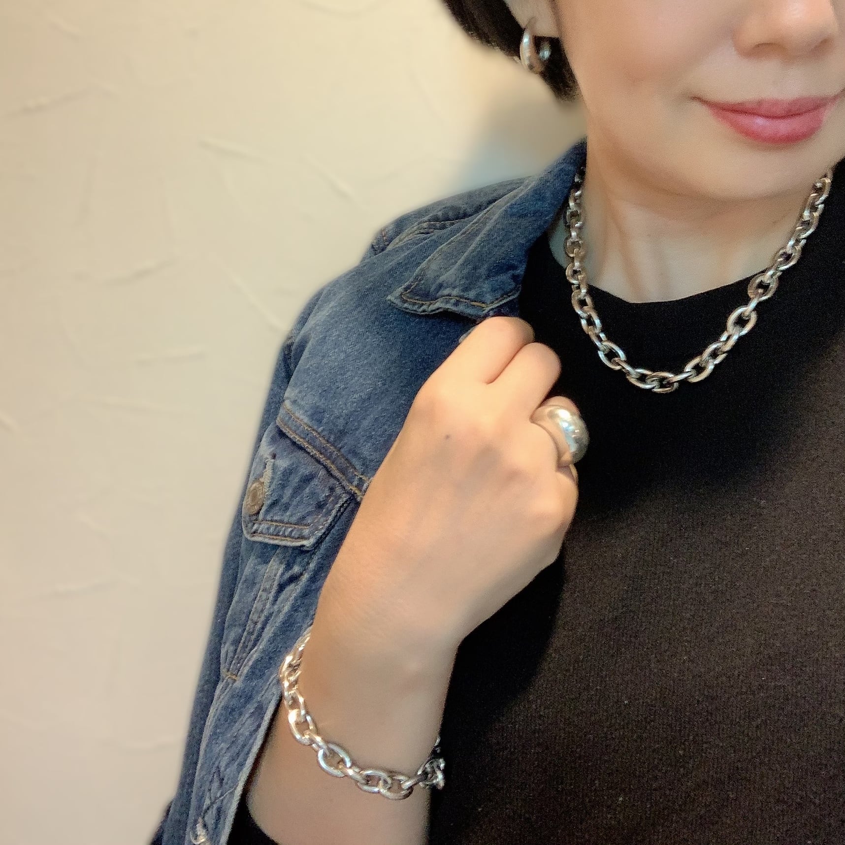 ボリュームチェーンネックレス シルバー | 上品なアクセサリー