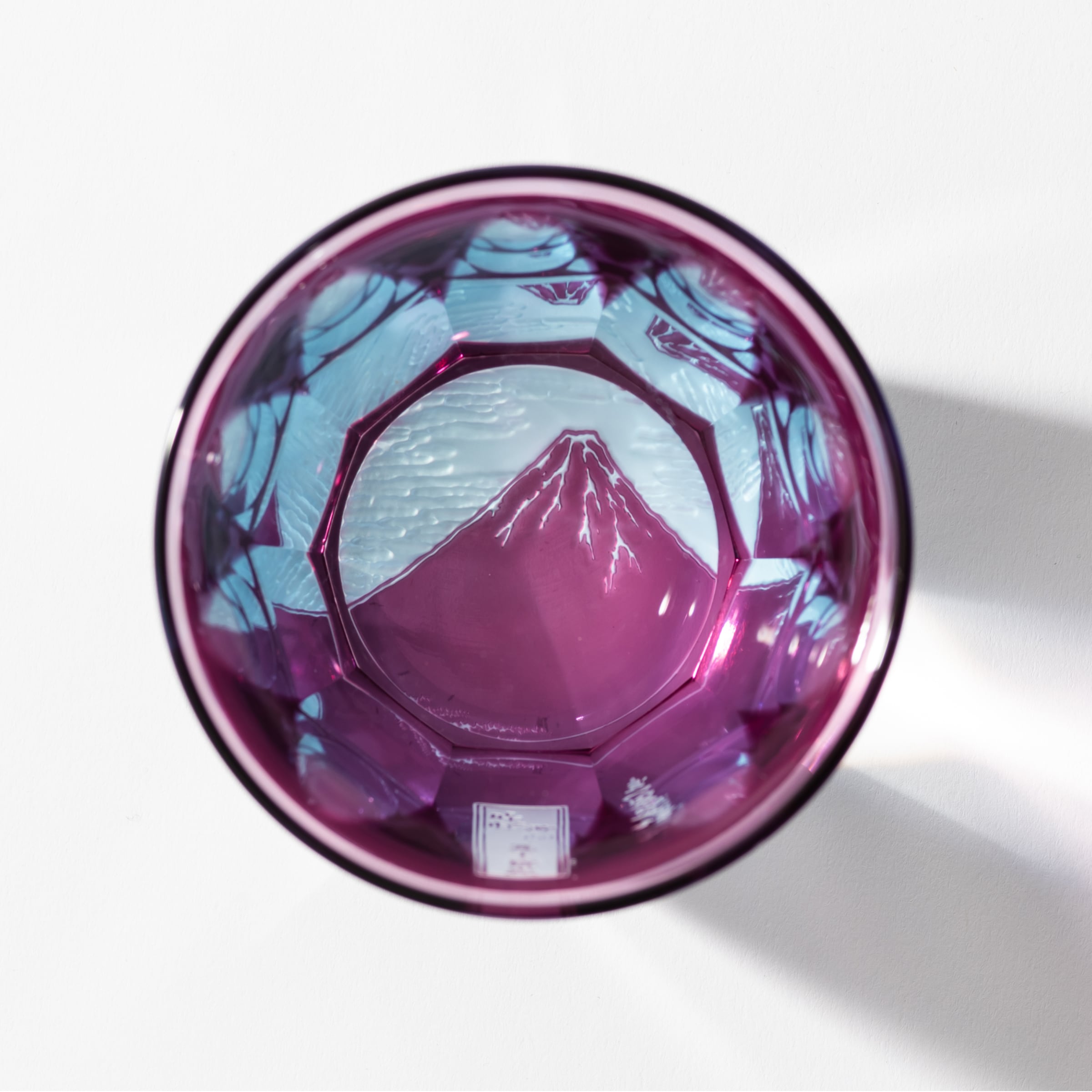 赤富士（北斎）（金赤×ライトブルー）大サイズ | 椎名切子（GLASS-LAB