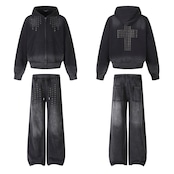 VINTAGE ストリート ウォッシュド スタッズ スウェットパンツ P469