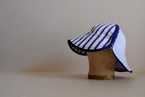 帽子 / チューリジップキャップハット / コットン シャンブレー / 紺ジップ【 白紺２種ストライプ 】hat / zip cap hat / cotton chambray / navy blue zipper【2types of striped patterns, white & navy blue】