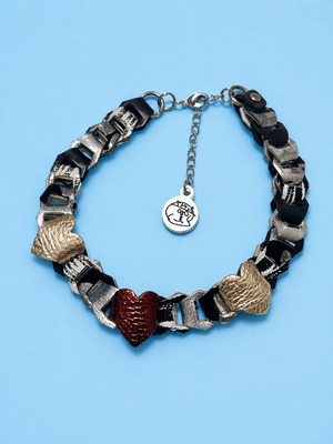 受注生産[松浦志穂×OMNES] Leather Chain Choker HEART BLACK