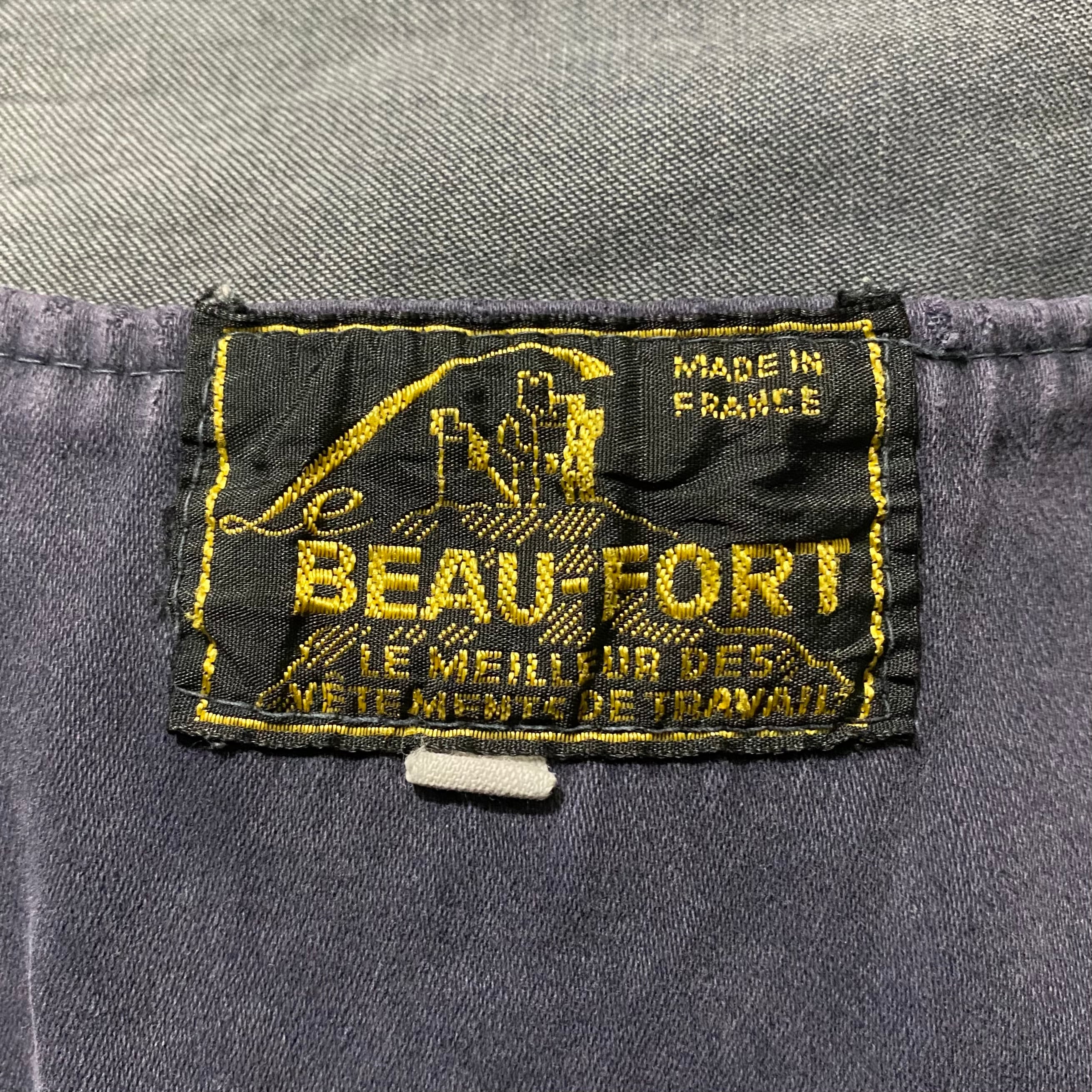 vintage 1950's french LE BEAU-FORT black moleskin work jacket