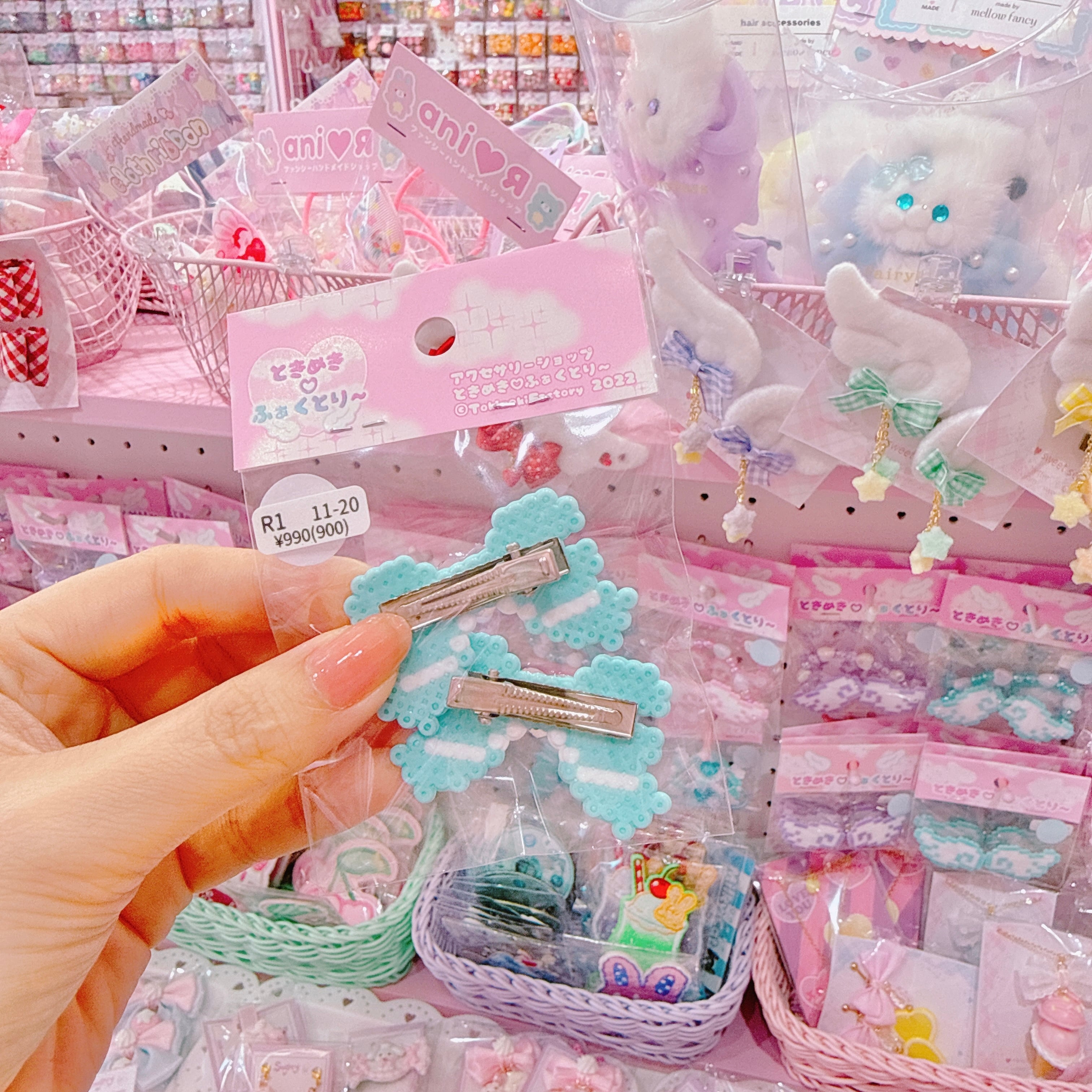 【R1】11-20ハートリボンツインヘアクリップ