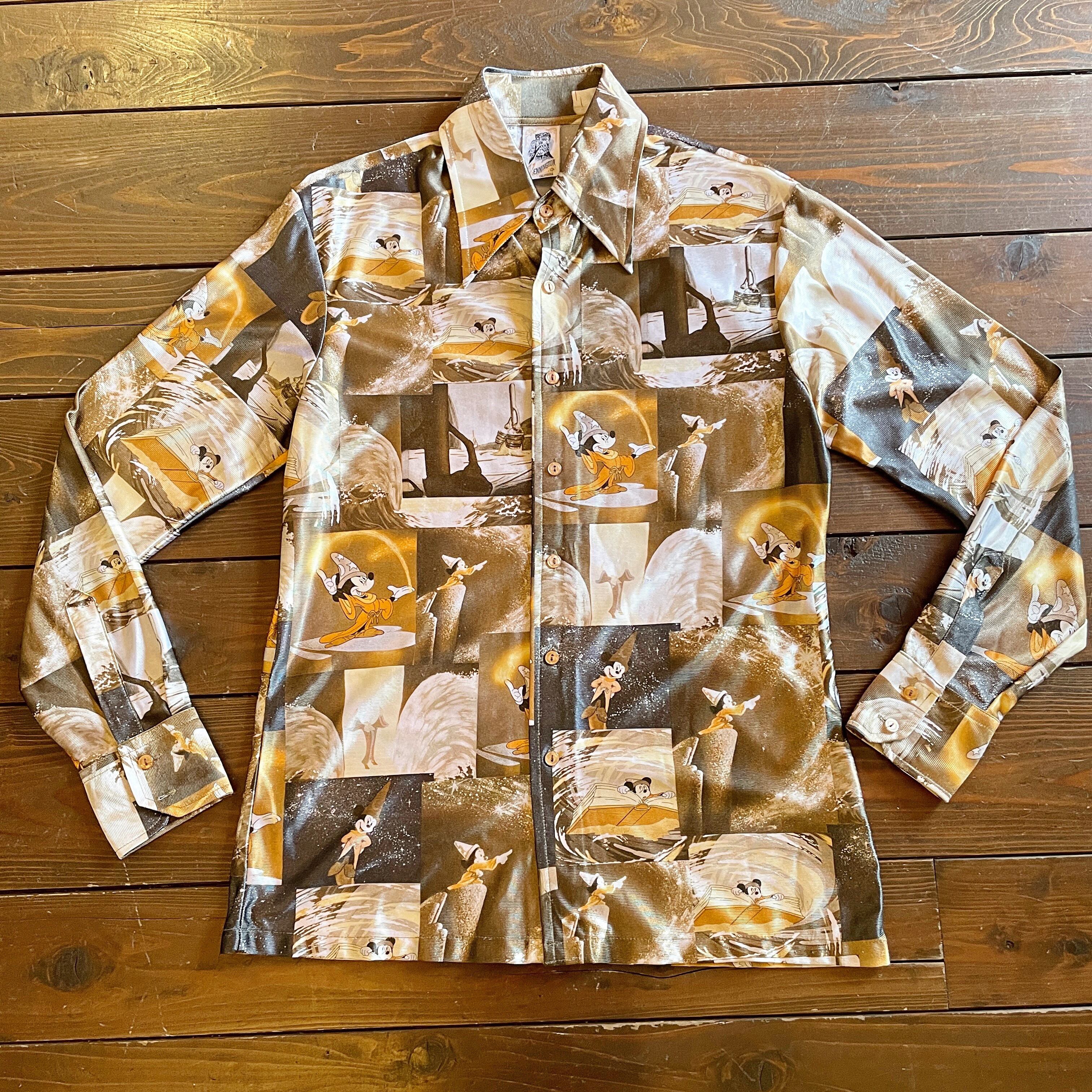 【70年代】kennington disney 総柄シャツ 希少 レア品 KENNINGTON 70s DISNEY オリンピックプリント長袖総