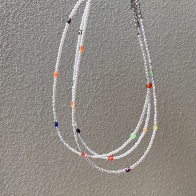 pearl & heart beads necklace