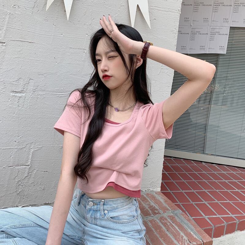 カラーショートTシャツ レディースサマートップス 夏物 スーパーモール59430351063