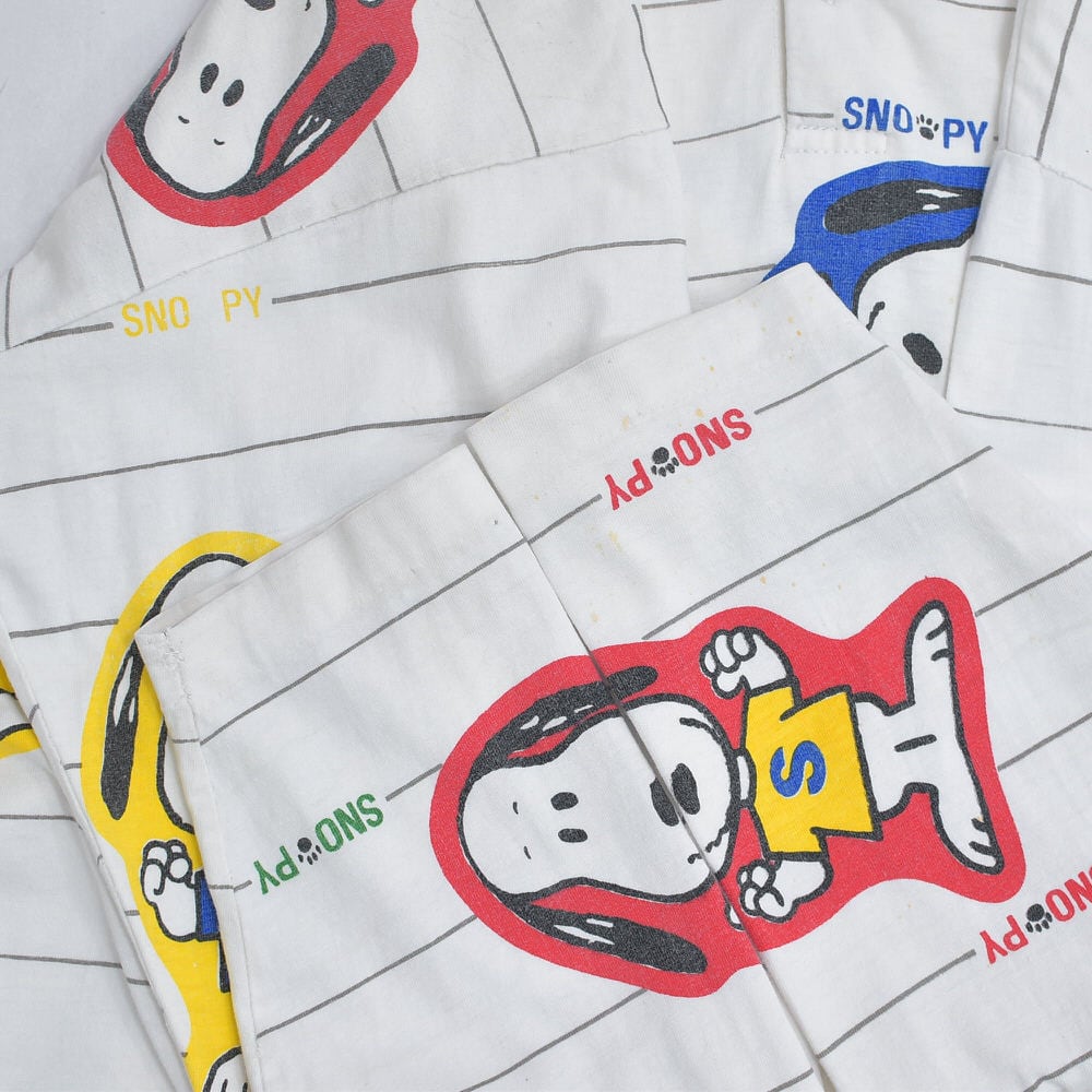 80〜90s SNOOPY スヌーピー総柄 ボーダー プリント 長袖 ポロシャツ 80～90s SNOOPY スヌーピー 総柄 ボーダー プリント 長袖