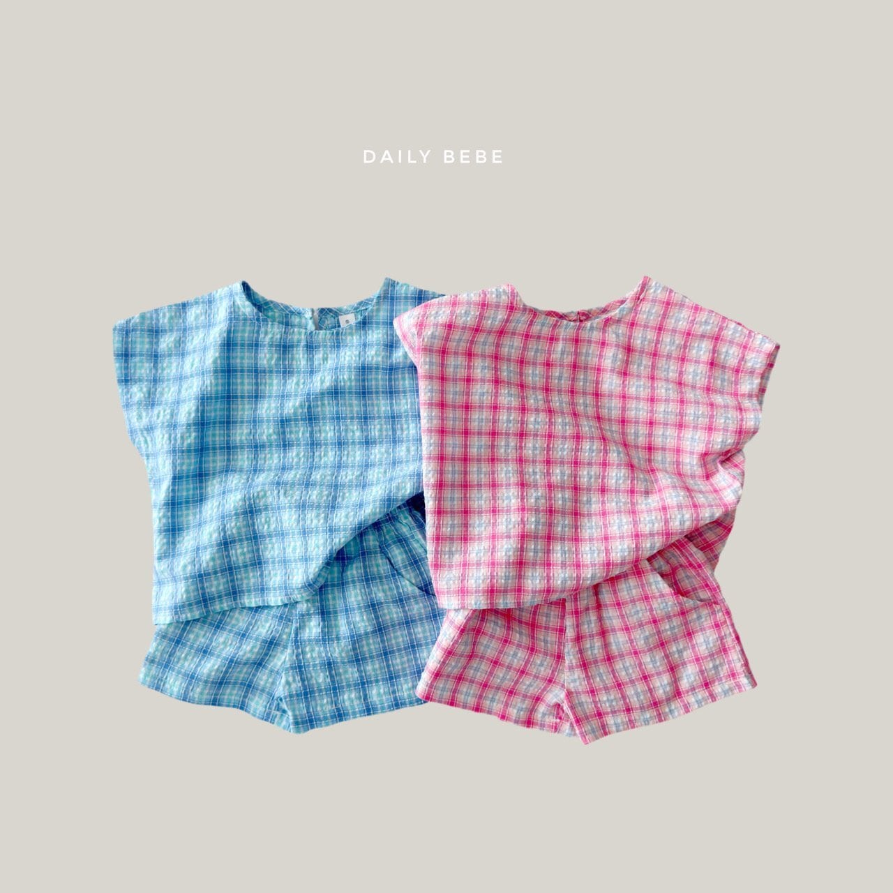 «予約»«ジュニアサイズあり»«daily bebe» チェックセットアップ 2colors