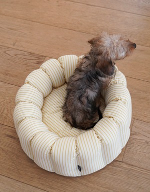 予約【azalea】New Stripe Canelé Cushion (Yellow)