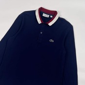 フランス製 LACOSTE ラコステ ワニ刺繍 鹿の子 長袖 ポロシャツ FR3/ネイビー メンズ