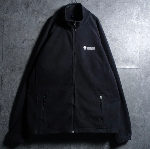00s “LANDS’END” Black Corporate Logo Embroidery Design Fleece Jacket