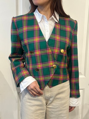 Yves Saint Lurent / vintage green check jacket.