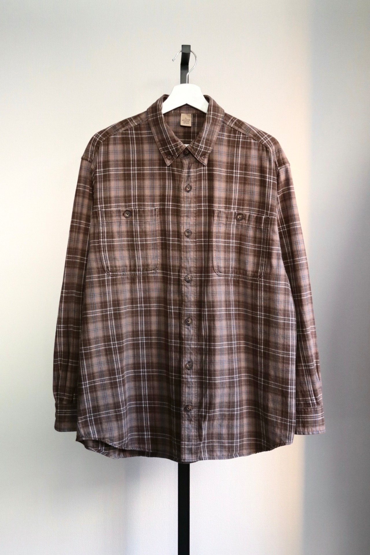 Brown check pattern flannel shirt
