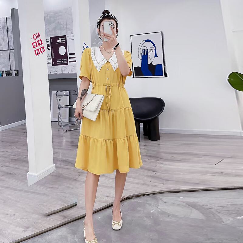 ドレス サマー薄手ウェストスカート レッド 大きめサイズ 大人ガーリー スウィート キュート カジュアル 夏物 ミックスインファッション9126763322