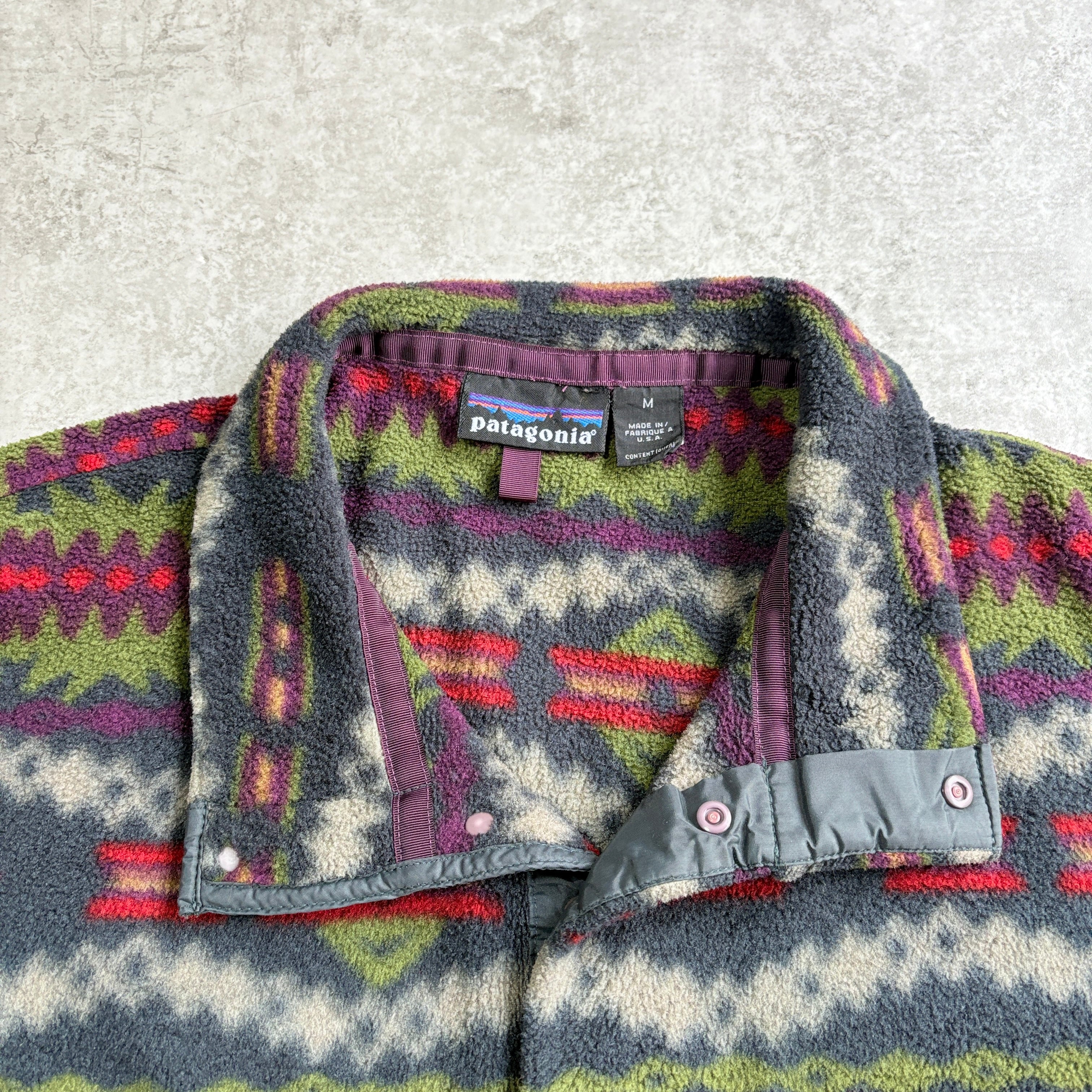 90s USA製 patagonia ”No snow” lightwait Synchilla Snap T Pullover