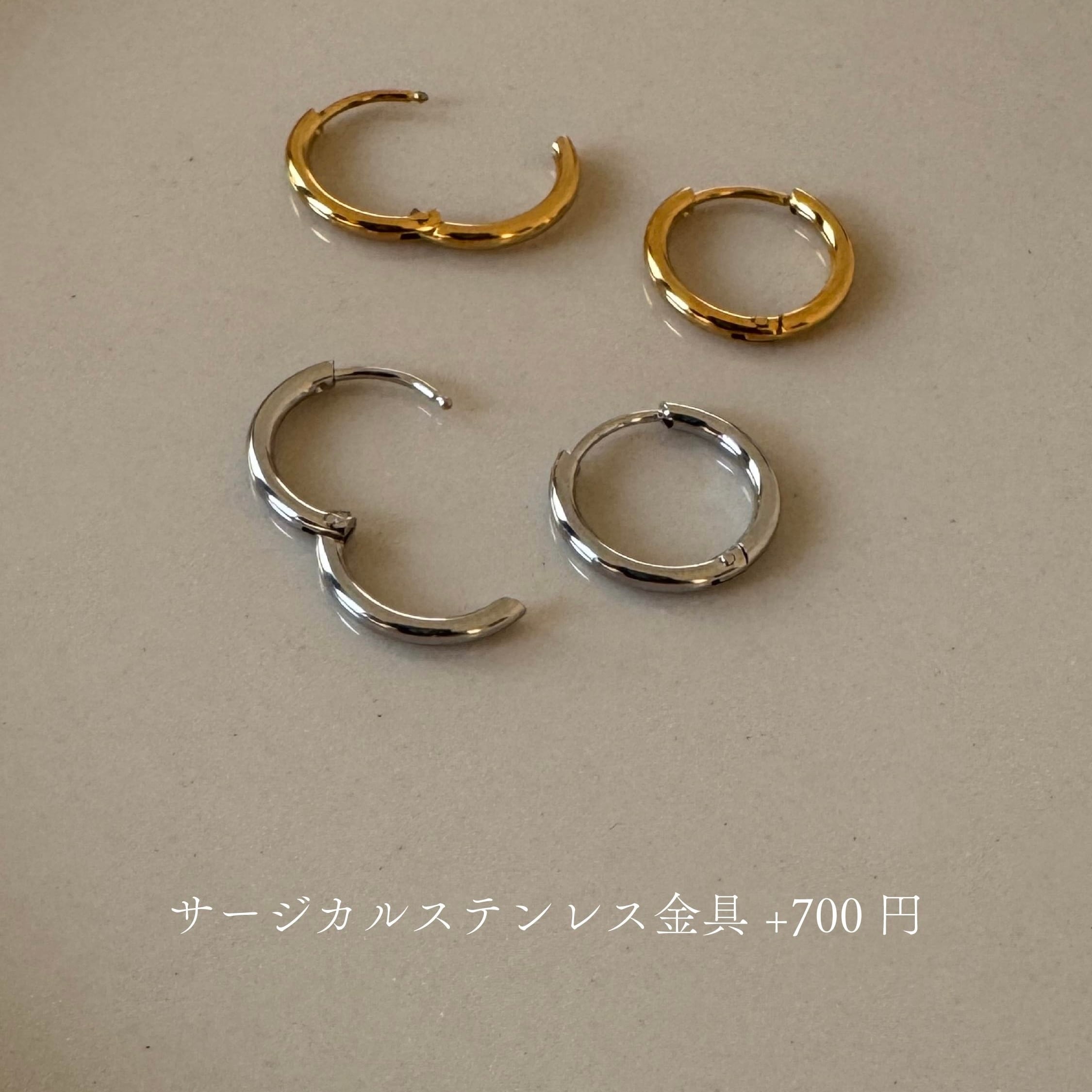 2way】Tsurara ガラス フープ ピアス / イヤリング クリア（ゴールド