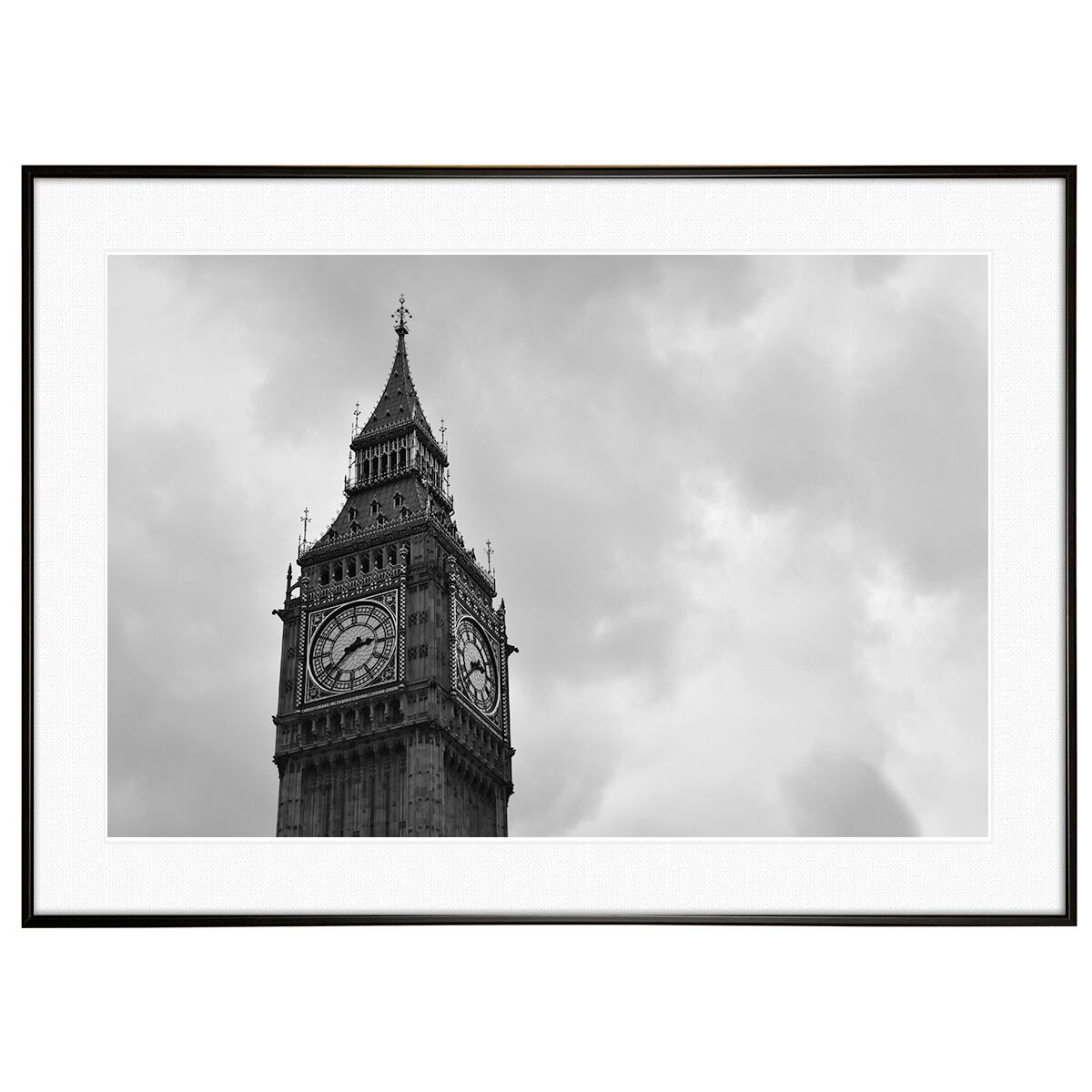 イギリス写真 ロンドン ビッグ・ベン インテリア モノクロアートポスター額装 AS0078