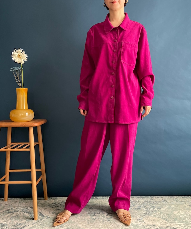 【送料無料】90's USA oversized pink shirt Set