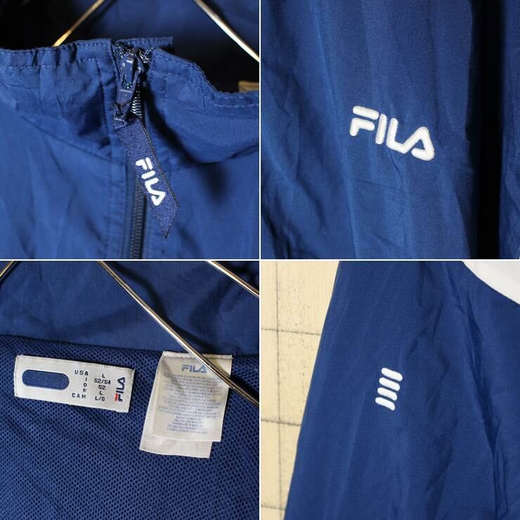 USA 　FILA フィラ　ナイロンジャケット　ネイビー　ワンポイント刺繍