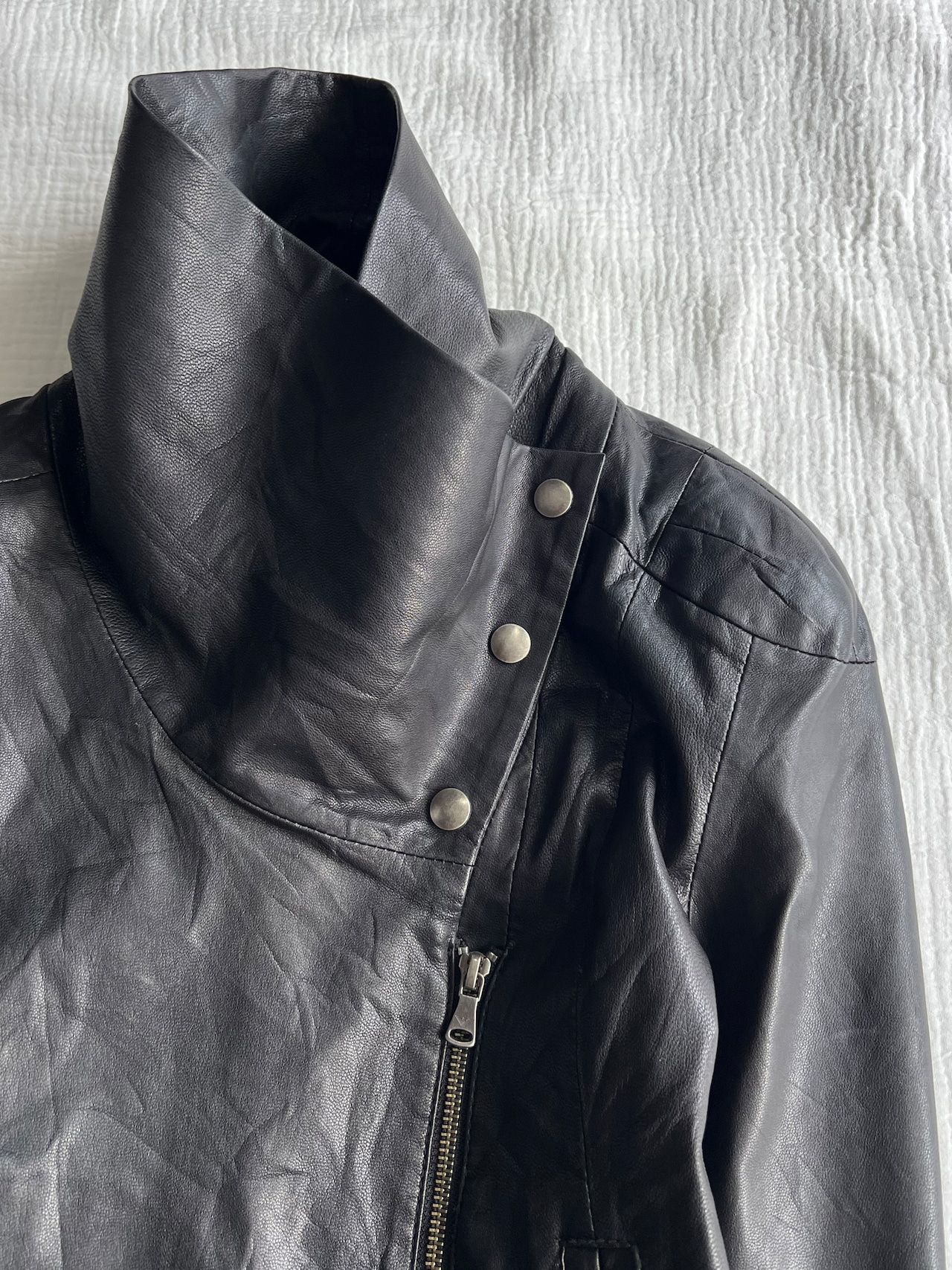 "ARMANI jeans" High-neck Short Leather Jacket
