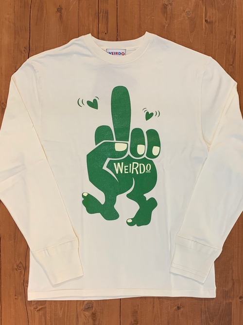 【WEIRDO】ウィアード　FUCK U - L/S T-SHIRTS (WHITE ×GREEN) L/S ティーシャツ