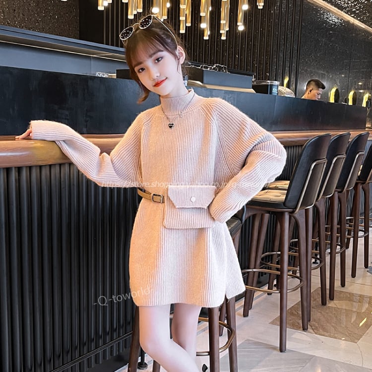 110 170 セーター ニット ワンピース 秋 冬 韓国版 女の子 韓国子供服 子供服 キッズ Q Toworld キュートワールド 子供服 メール便は何点でも送料の合計は280円