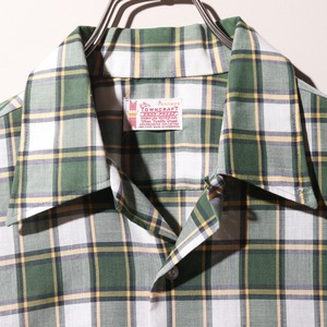 極美品 L 70s Towncraft 開襟チェックシャツ タウンクラフト 緑 グリーン