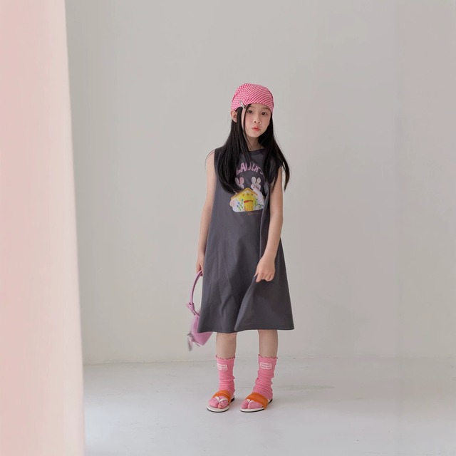 【KID】うさぎハウスプリントノースリーブワンピース - 5