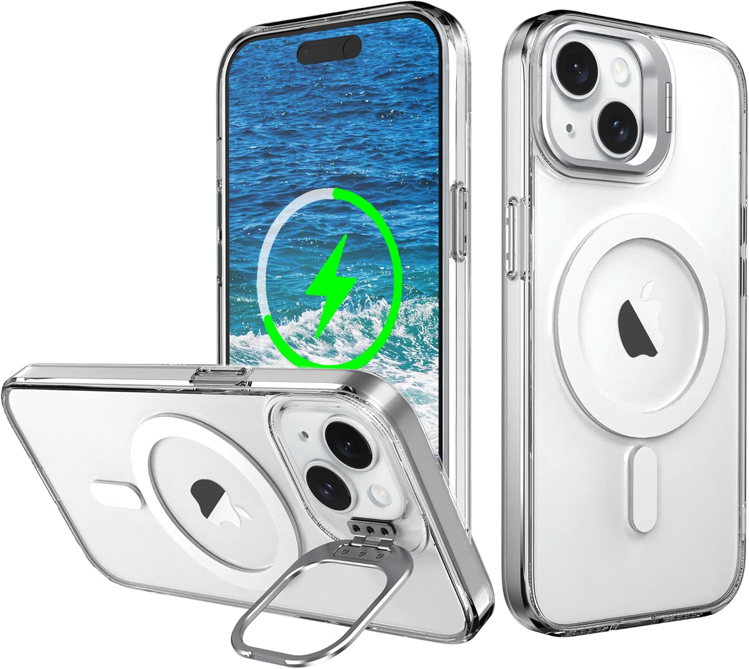 【純正MagSafe対応・スタンド機能 】iPhone 14 用 ケース Magsafe対応 ワイヤレス充電 隠しスタンド (クリア)