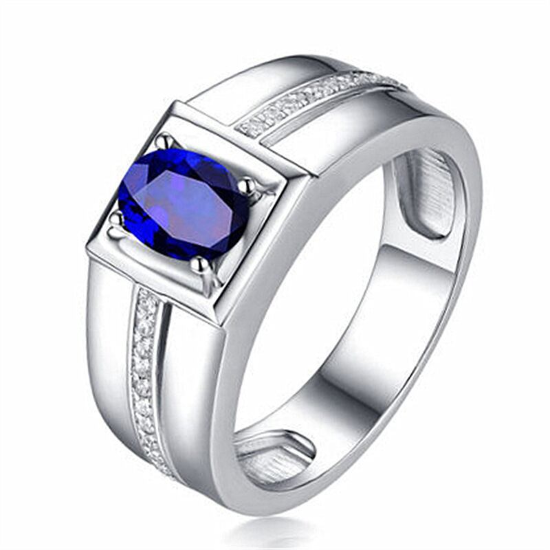 18K ホワイトゴールドでメッキされた韓国版天然ロイヤル サファイア  