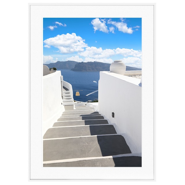 ギリシャ 風景写真 サントリーニ島 インテリアアートポスター額装 AS0372