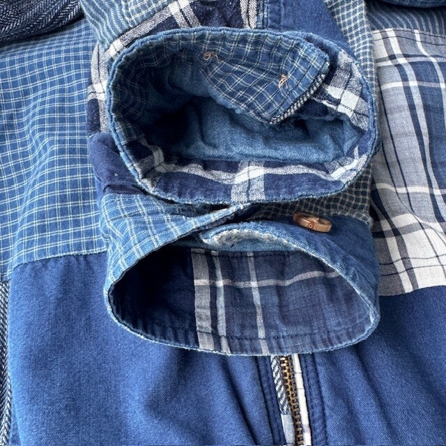 Polo Ralph Lauren ポロラルフローレン パッチワーク ボンバージャケット スイングトップ インディゴ 古着 XL 画像11