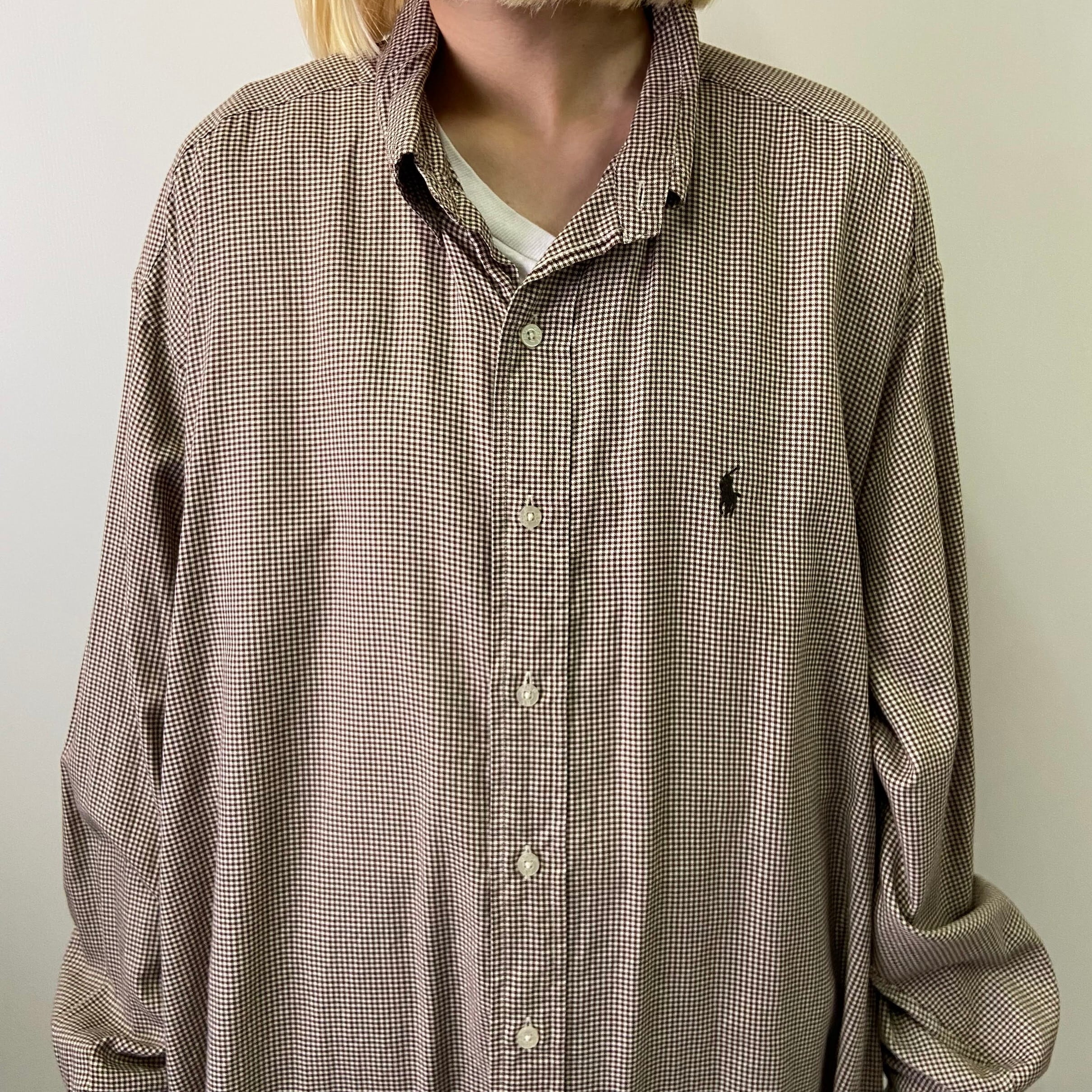 ラルフローレン ロゴ刺繍チェックBDネルシャツ マルチカラー ビッグサイズ