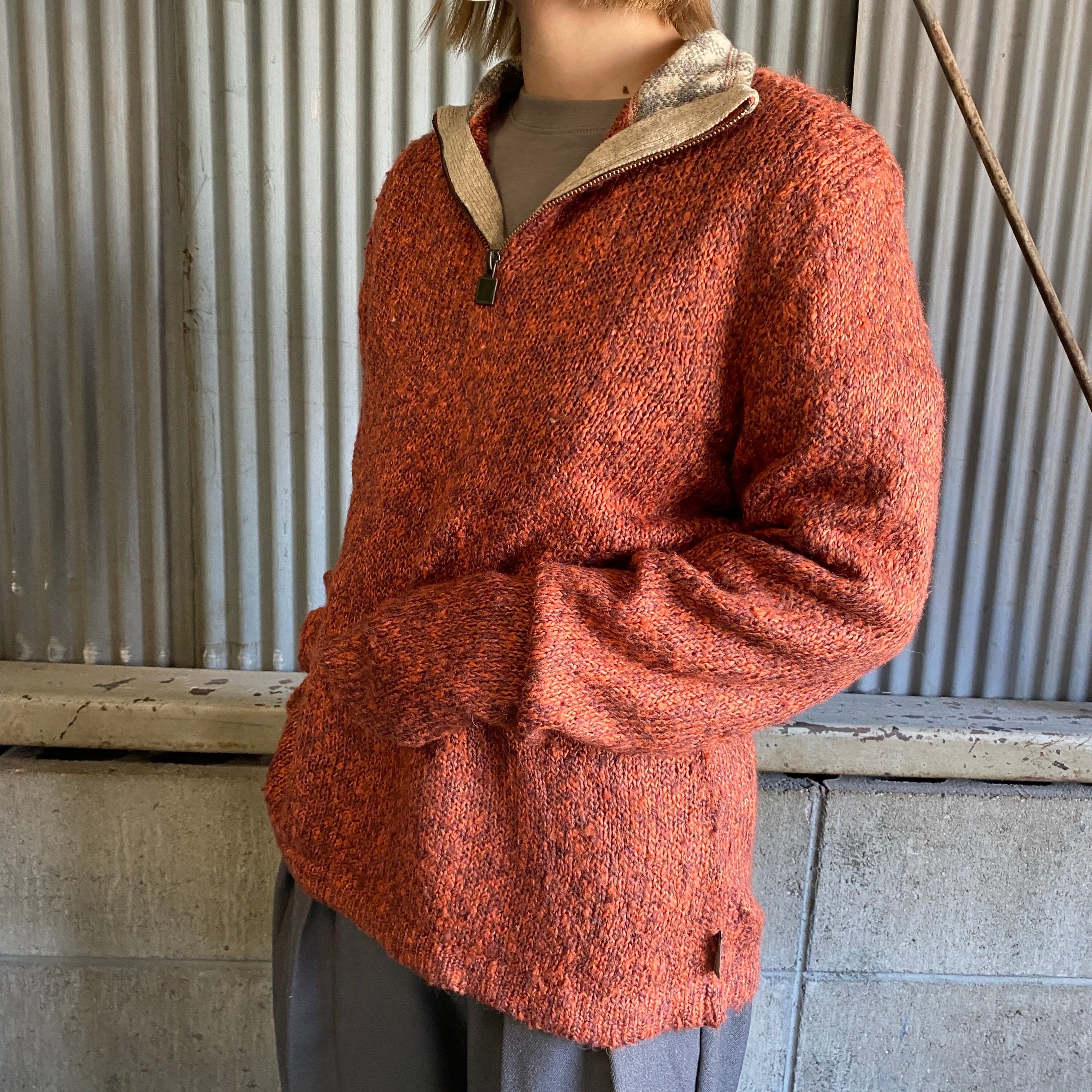 Woolrich ウールリッチ ハーフジップ ニットセーター レディースM 古着 オレンジ系 【ニットセーター】【AN20】 | cave  古着屋【公式】古着通販サイト