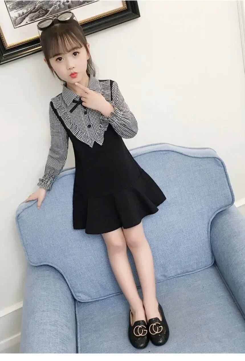 リボンモノトーンワンピース•••••••海外子供服 キッズ フォト 撮影 ギンガムチェック 入学入園 イベント フリル プチプラ 春