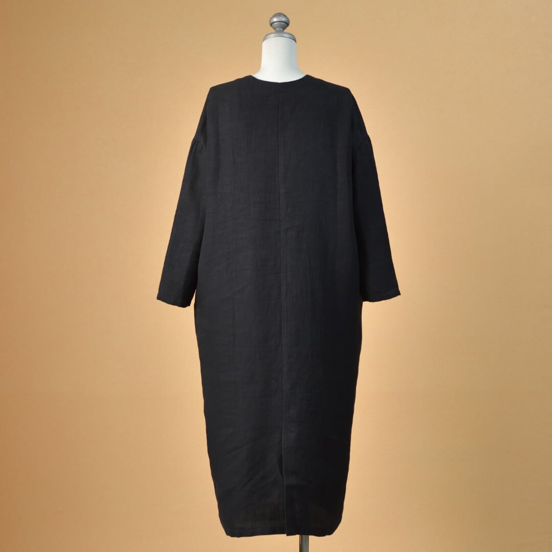 evam eva エヴァムエヴァ linen one-piece リネンワンピース(E233T065) ・ブラック 上質なリネン素材を使用したリネンワンピース。【送料無料】