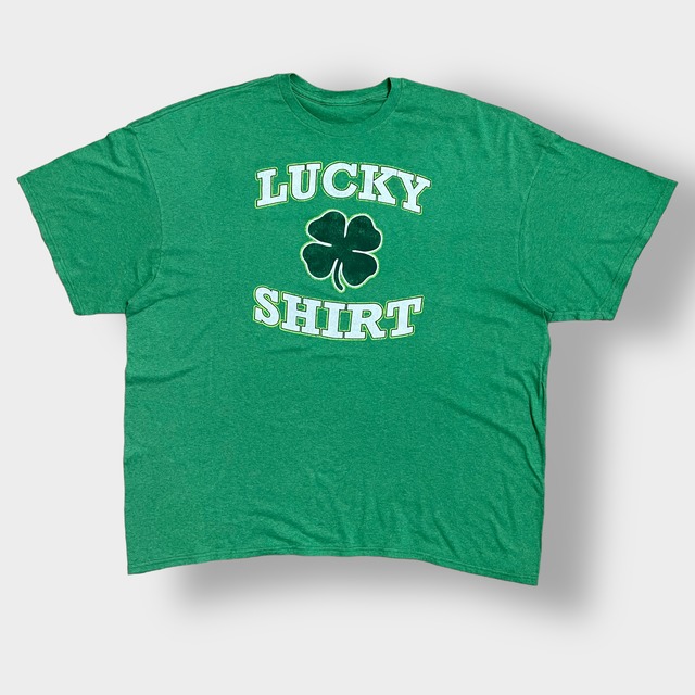 【USA古着】LUCKY SHIRT ビッグシルエット アーチロゴ Tシャツ 四葉のクローバー グリーン 半袖 夏物 us古着