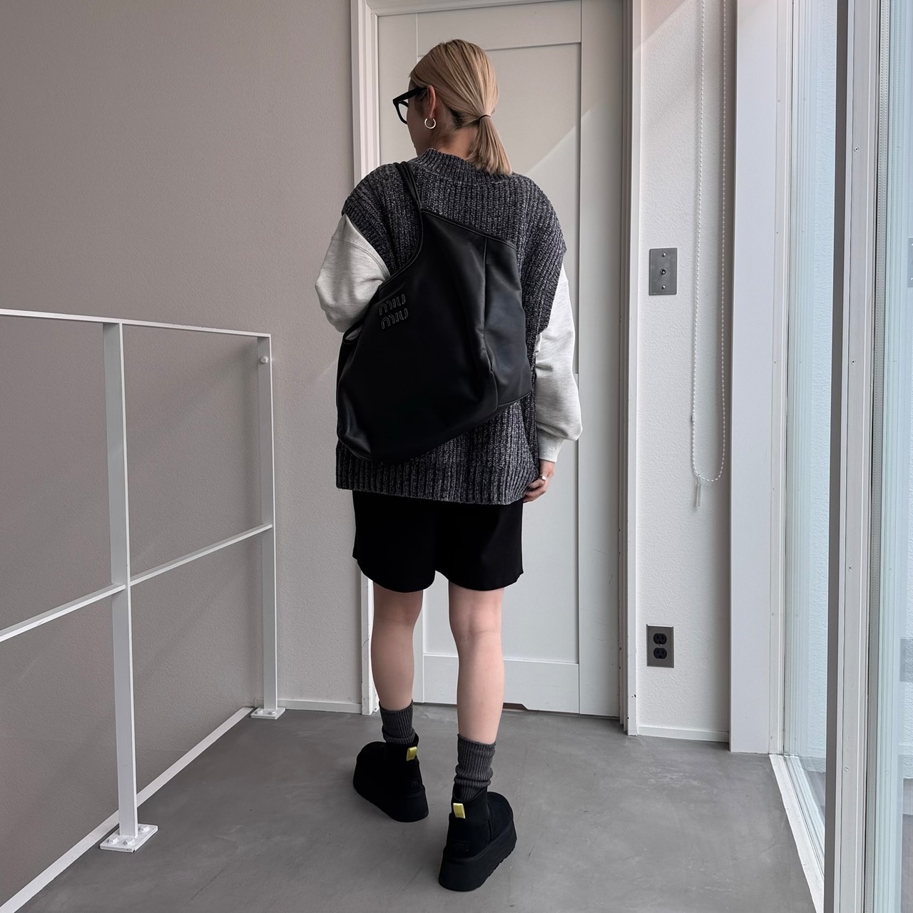 モールニットルーズvest/グレー