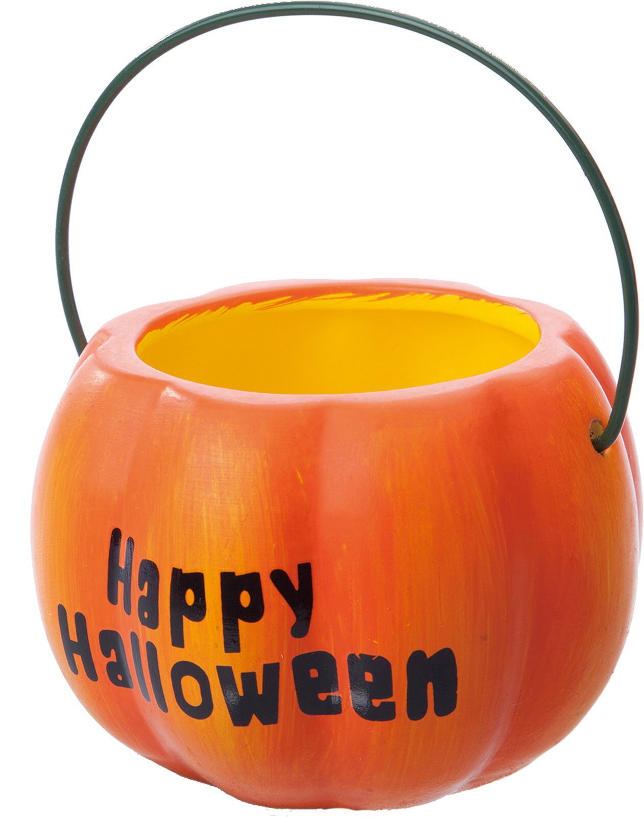 パンプキンハンドルポットＭ　イエロー系　HW-1538　4961823782091　ハロウィン雑貨 > ポピーオリジナル