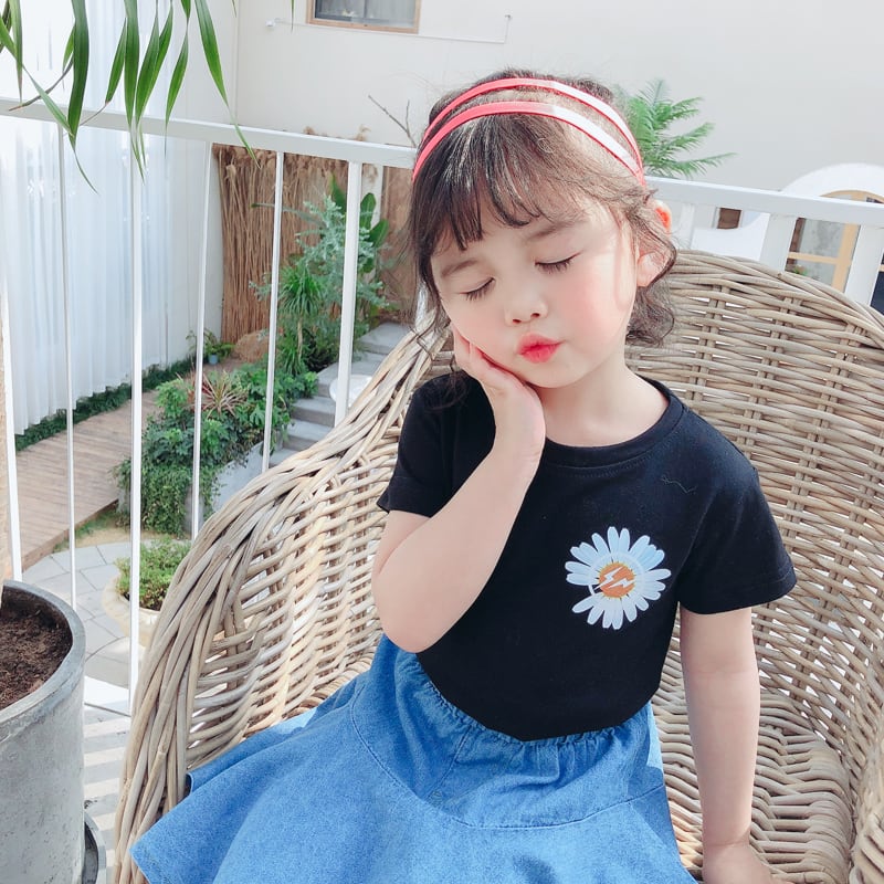 半袖 Ｔシャツ シンプル カジュアル 花 ワンポイント 女の子 韓国 子供