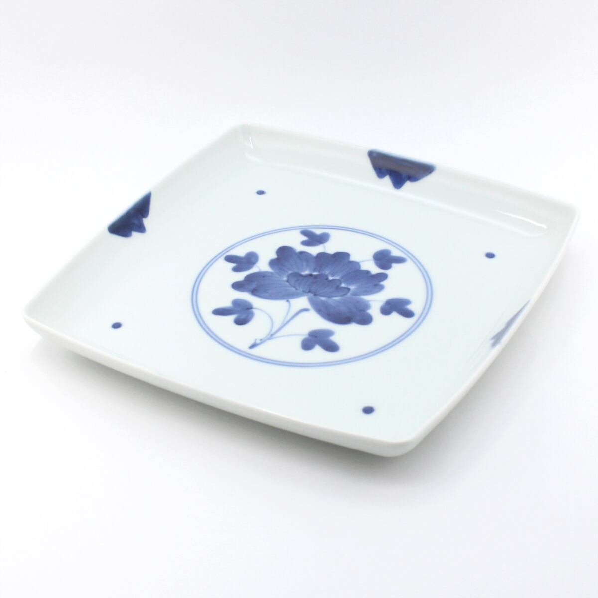 染付伊万里牡丹スクエアプレート(L)