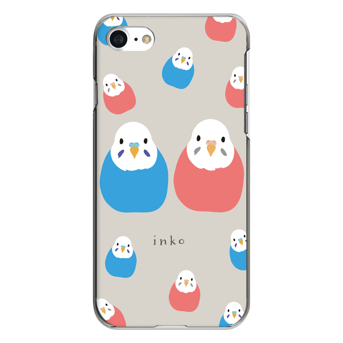 iPhone対応 スマホ ハードケース クリア インコ 青・ピンク ミックス 鳥 インコ 動物 デザイナーズ 【iPhone17 / iPhone16e / AQUOS / Xperia 他 iPhone / Android ほぼ全機種対応】 |desr3770