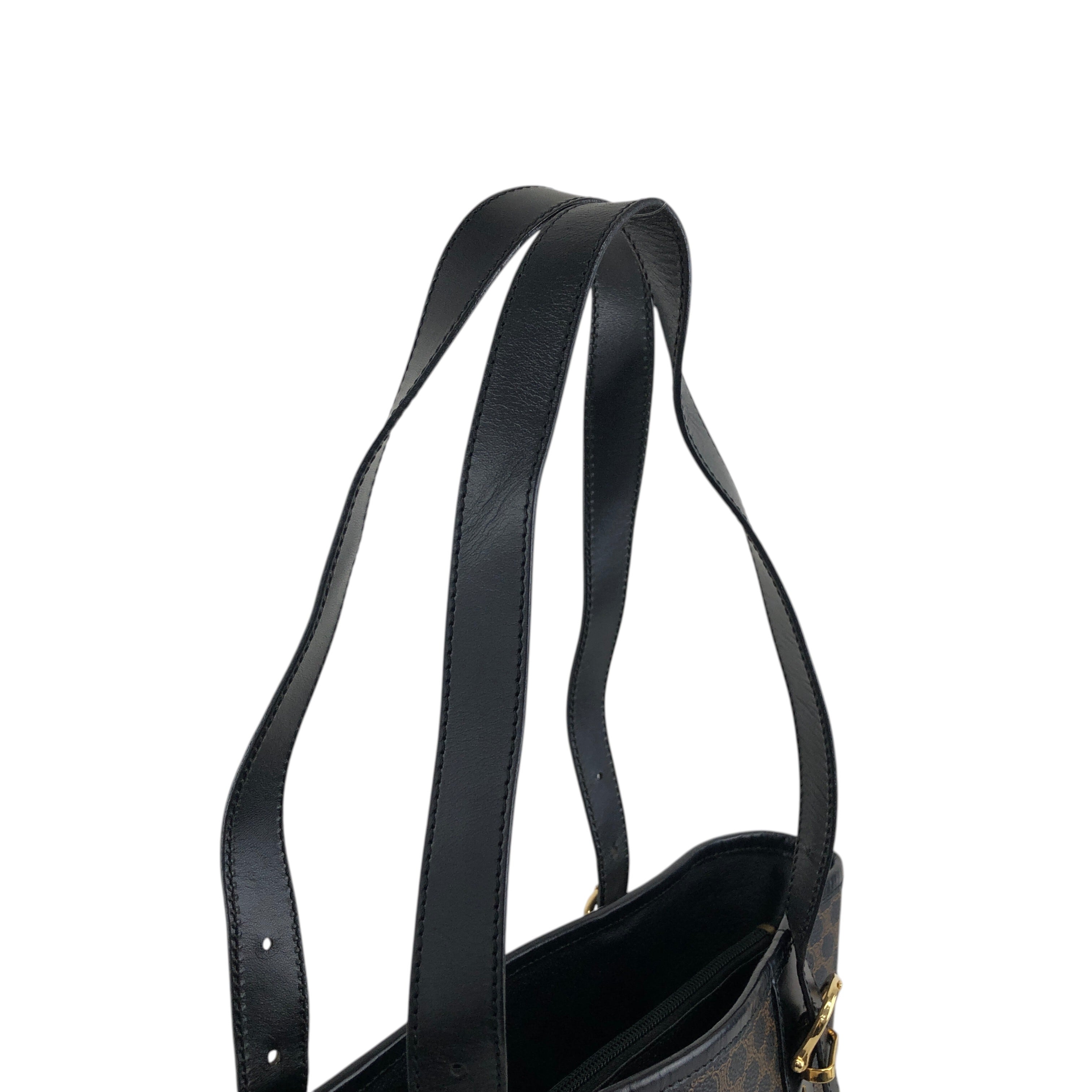CELINE セリーヌ マカダム ハンドバッグ ブラック ブラゾン型押し PVC