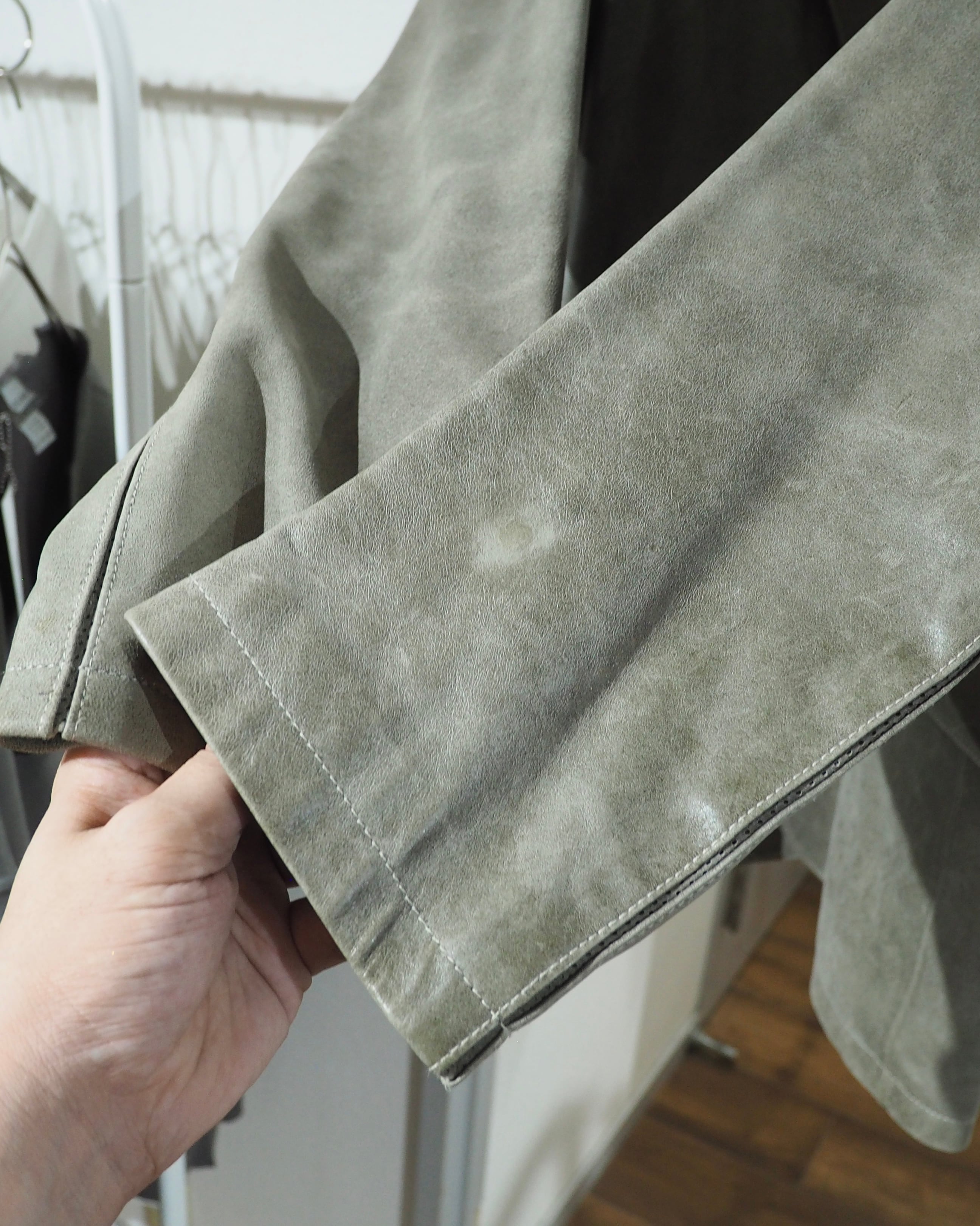 " Allegri " Beautiful Decadent Greige Color Vintage Sheep Leather Tailored Jacket