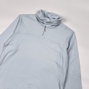 BURBERRY GOLF バーバリー ゴルフ タートルネック 重ね着風 デザイン ハーフジップ 長袖シャツ L/水色 レディース