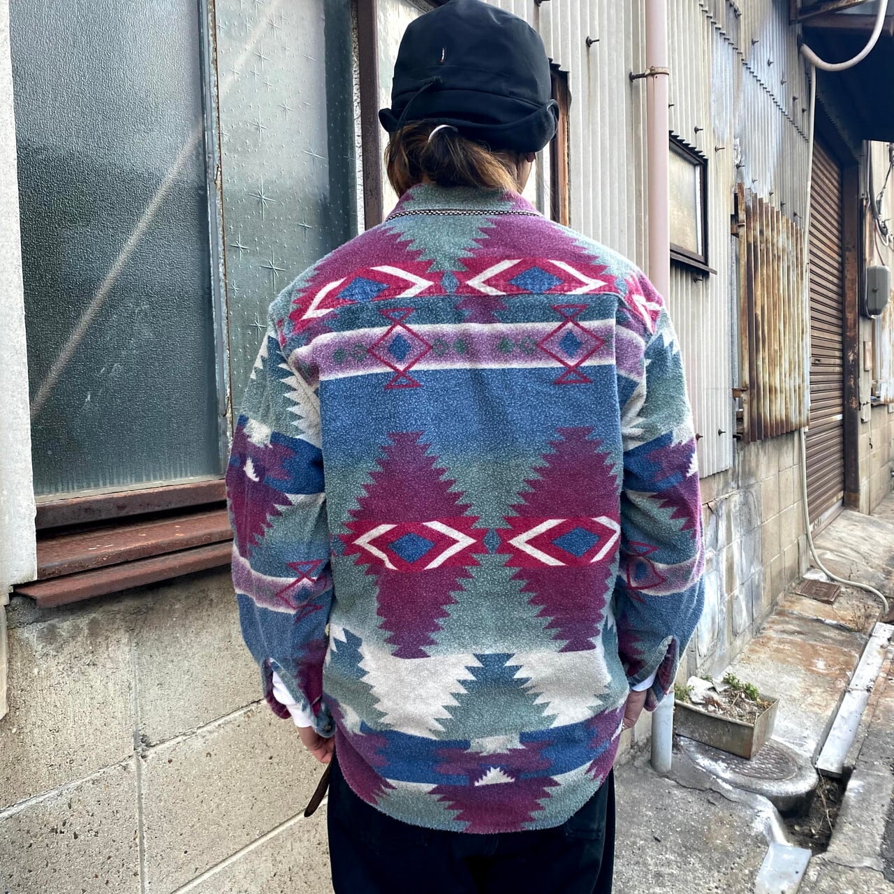 woolrich 90s ネーティブ柄 ネルシャツ 総柄 usa 古着 y2k 90年代 ウールリッチ ネイティブ柄 フランネルシャツ レディースM