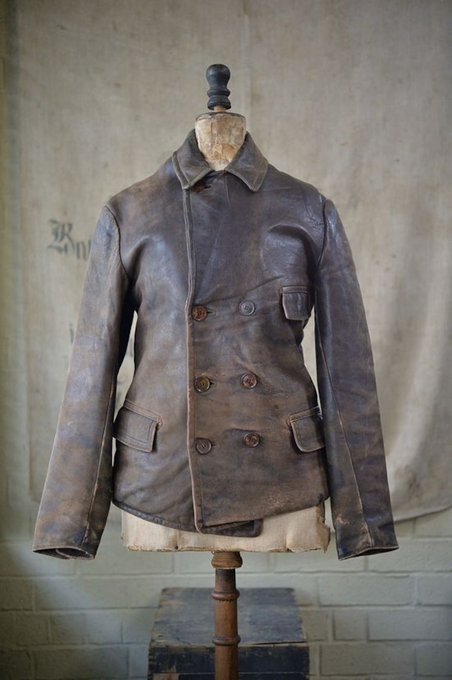 1930s-1940s Vintage Swedish Work leather jacket