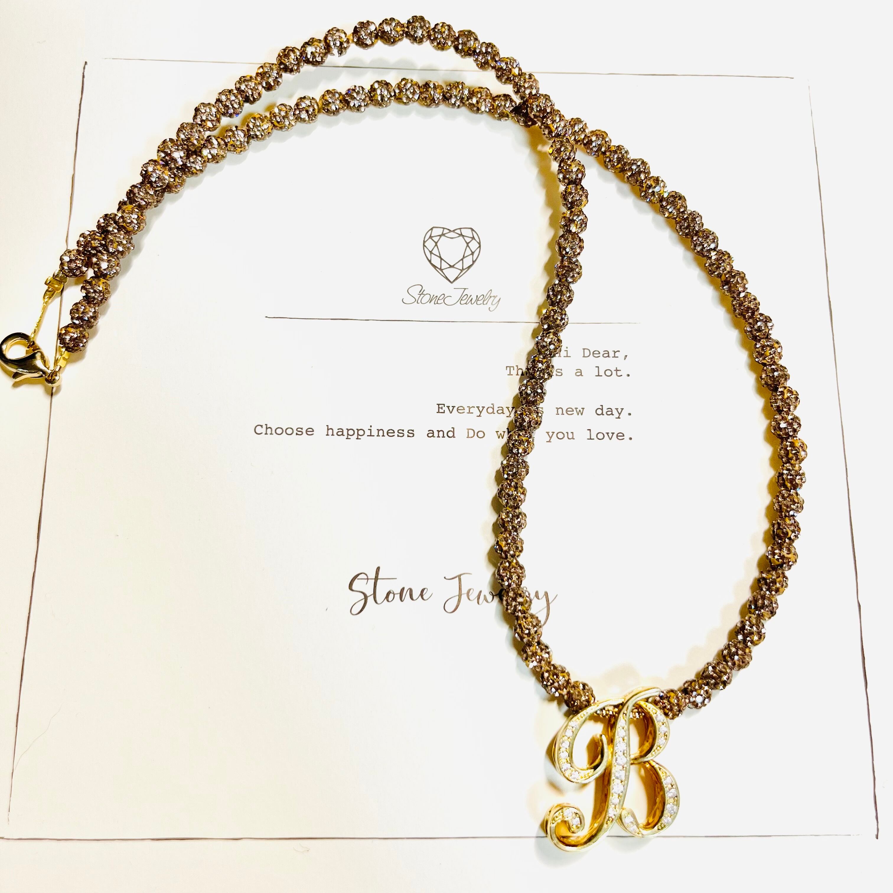 イニシャル「B」ゴールドネックレス | StoneJewelry