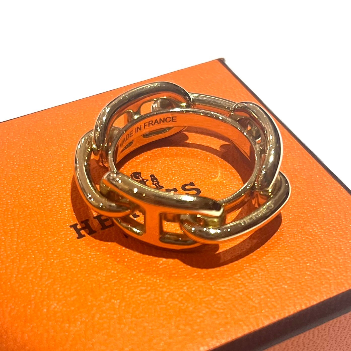 HERMES 】2447 VINTAGE シャンパンゴールドシェーヌダンクルスカーフ